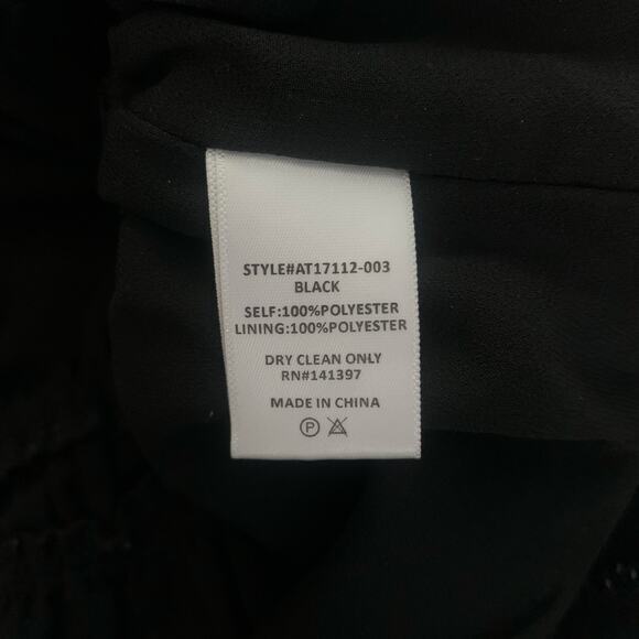 ASTR The Label Blouse L Peasant Style Elastic Waist Peplum Black Shimmer Thread - Picture 11 of 13